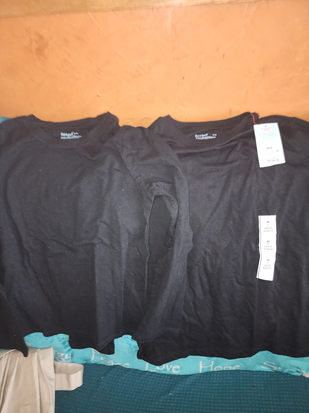 Cat & Jack 3 Black Long Sleeve Tees And 1 Short Sleeve Tee- 4 Pack